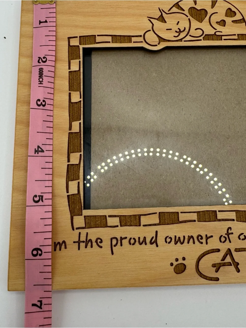 Vintage Wood Cat Picture Frame 4x6 Spoiled Rotten Engraved Laser Cut Pet Kitten